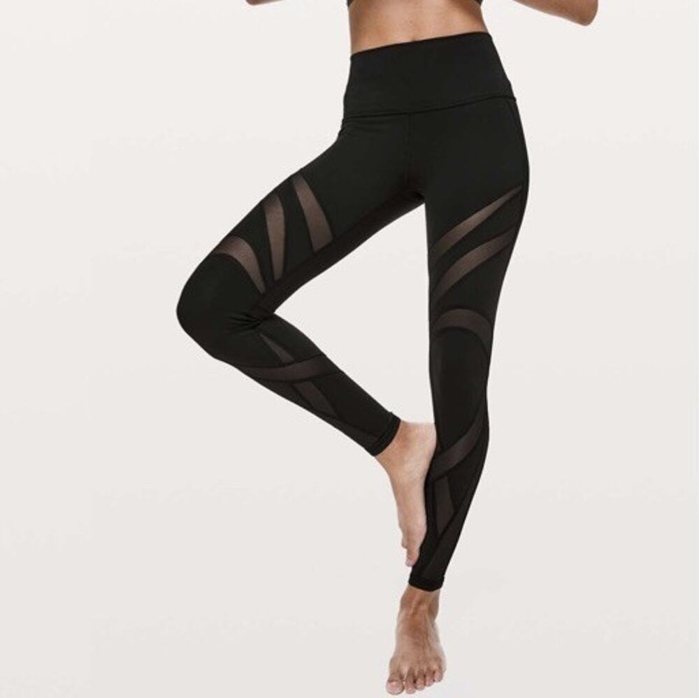 LULULEMON Black Wunder Under High-Rise Tight *Mesh 28" Active Leggings Size 6